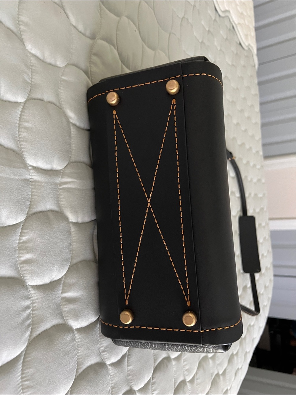 COACH Black Leather mixed leather Troupe Tote satchel with Gold-Tone Hardware - Picture 4 of 10